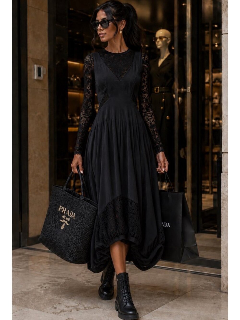 New Season HIGH  Entice lace and satin midi dress Size 12 UK, 8 US